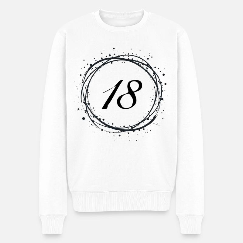 18 - Männer Premium Bio Pullover - Weiß