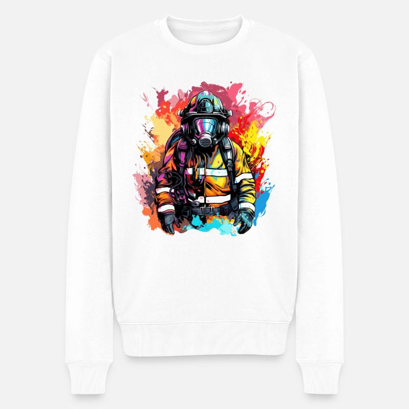 Feurwehrmann Feuerwehrfrau - Männer Premium Bio Pullover - Weiß