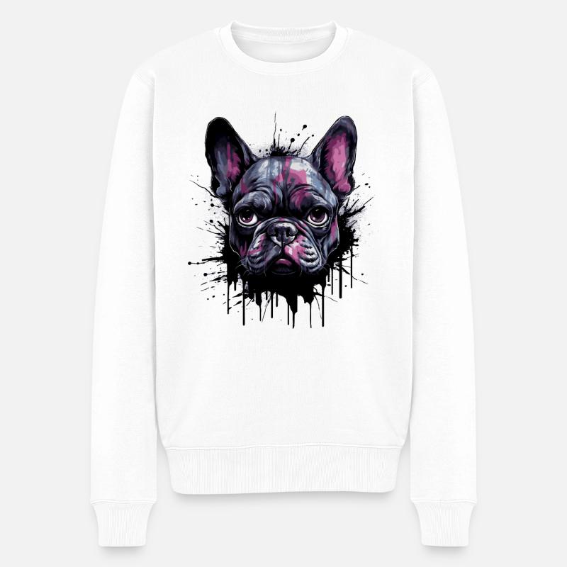 Bouledogue français punky - Pull Premium bio Homme - blanc
