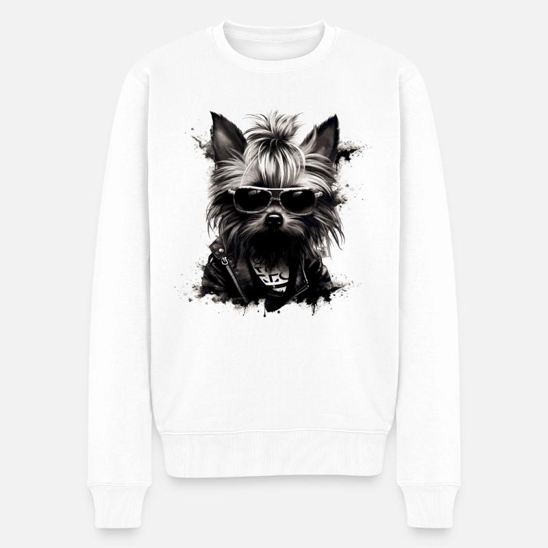 Cooler Yorkshire Terrier - Männer Premium Bio Pullover - Weiß