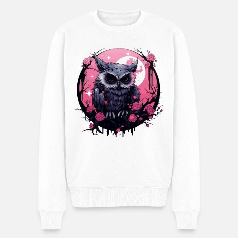 Hibou et roses - Pull Premium bio Homme - blanc