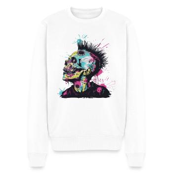 Horror Punk Zombie Mohawk - Men's Premium Organic Jumper - white - Front - Thijin (182cm)