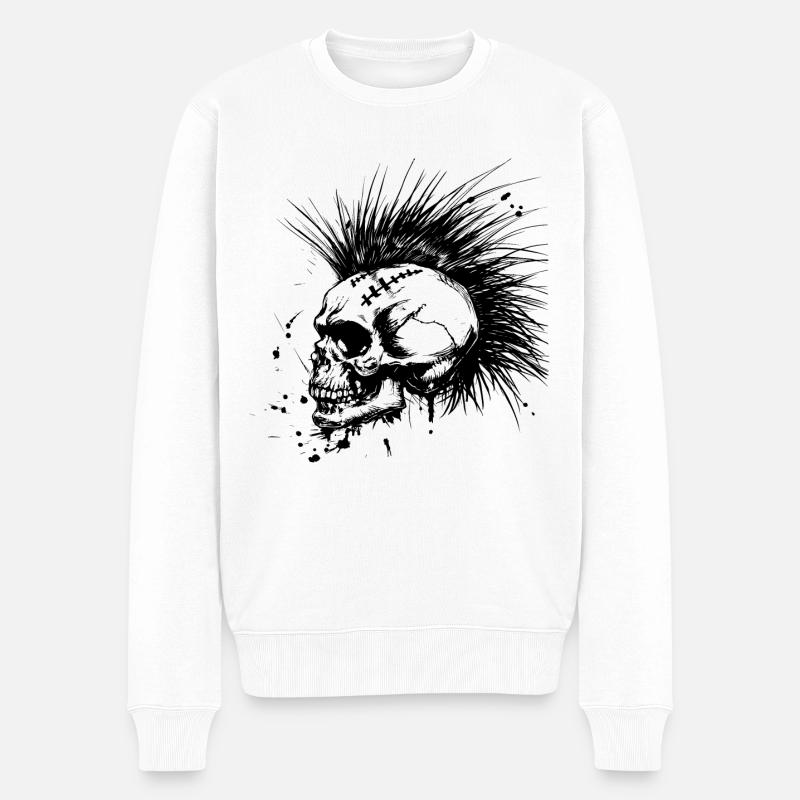 Horror Punk Zombie Mohawk - Männer Premium Bio Pullover - Weiß