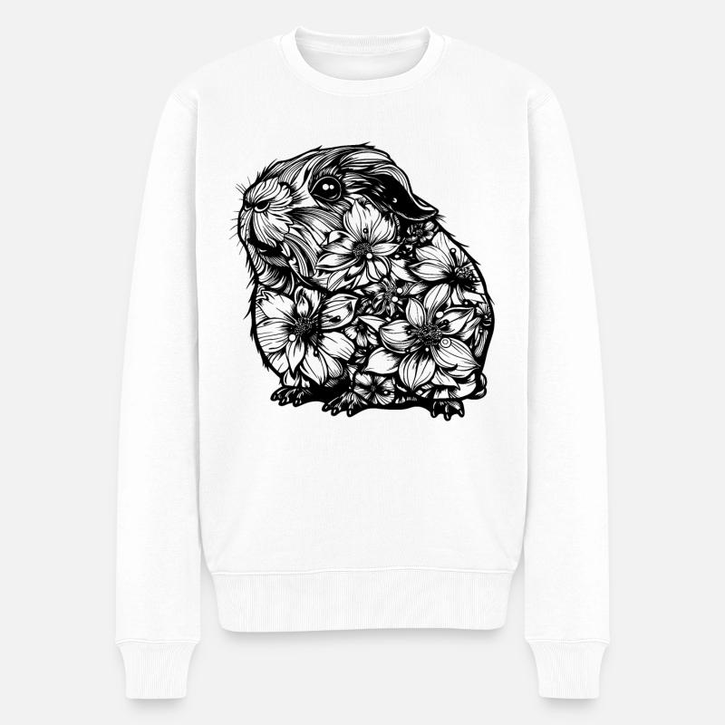 Fleurs Cochon d’Inde - Pull Premium bio Homme - blanc