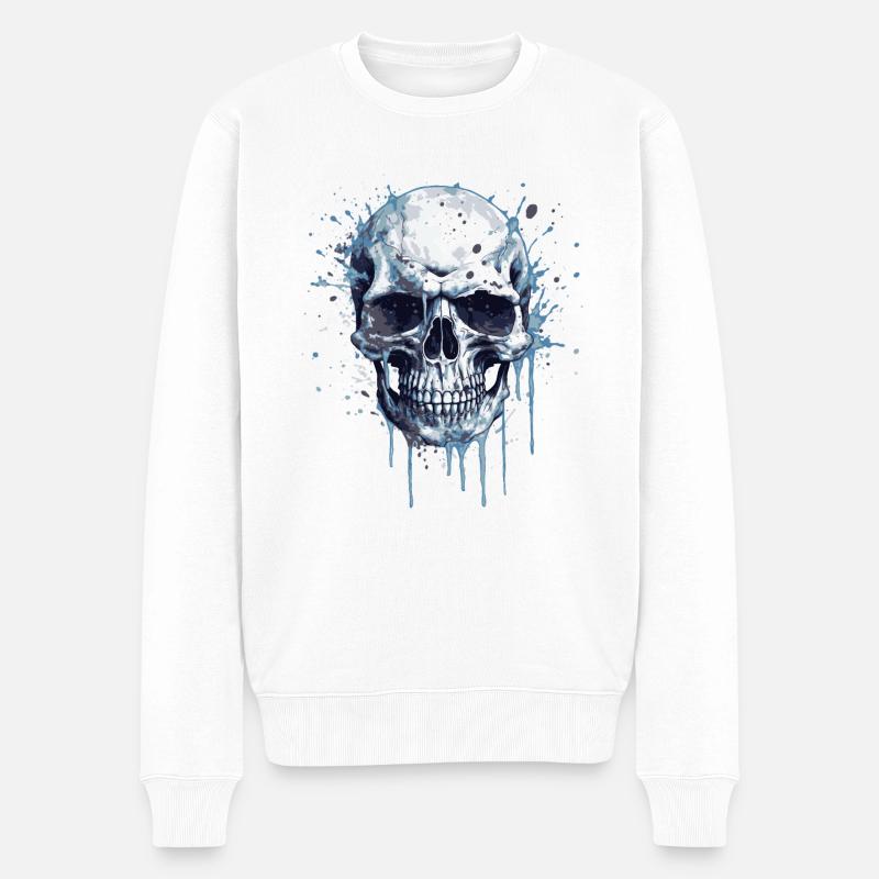 Schädel - Männer Premium Bio Pullover - Weiß