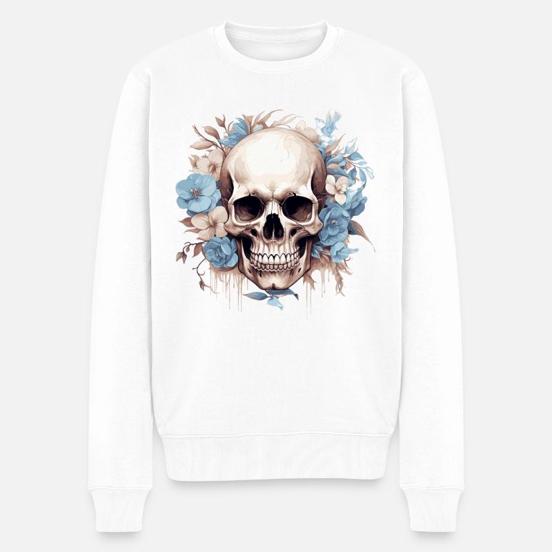 Crâne de fleur - Pull Premium bio Homme - blanc