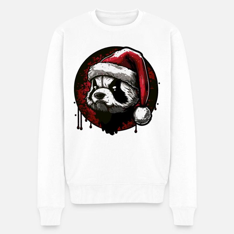 Weihnachtspanda - Männer Premium Bio Pullover - Weiß