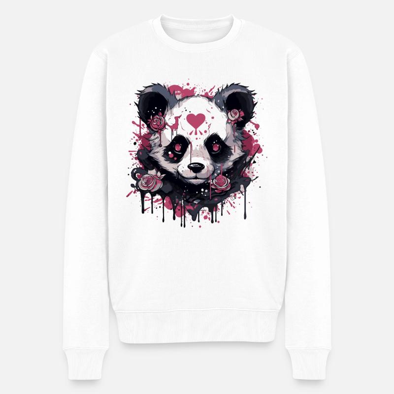 Pandabär - Männer Premium Bio Pullover - Weiß