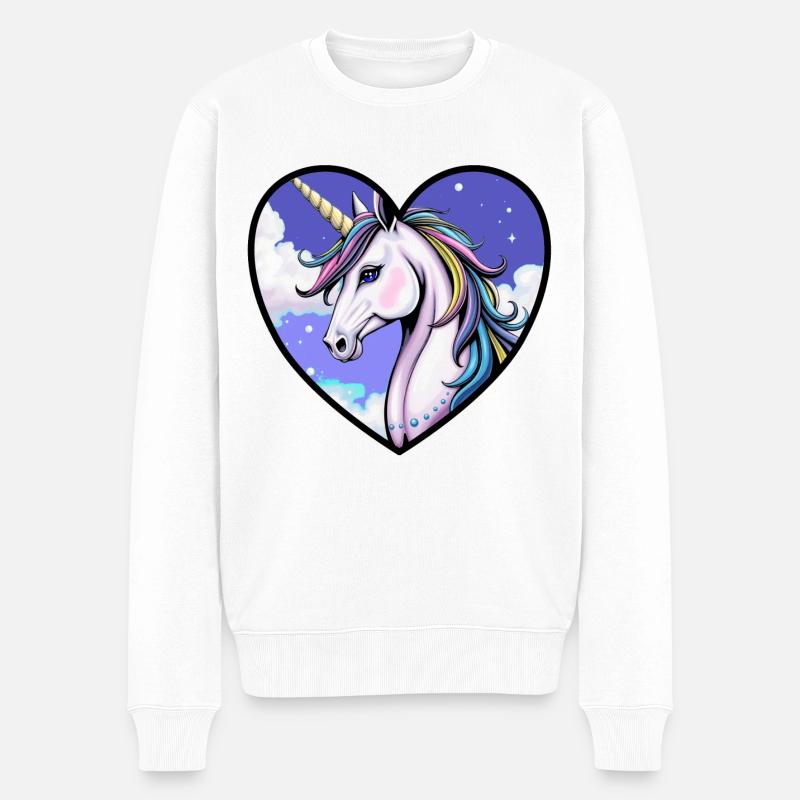 Einhorn - Männer Premium Bio Pullover - Weiß