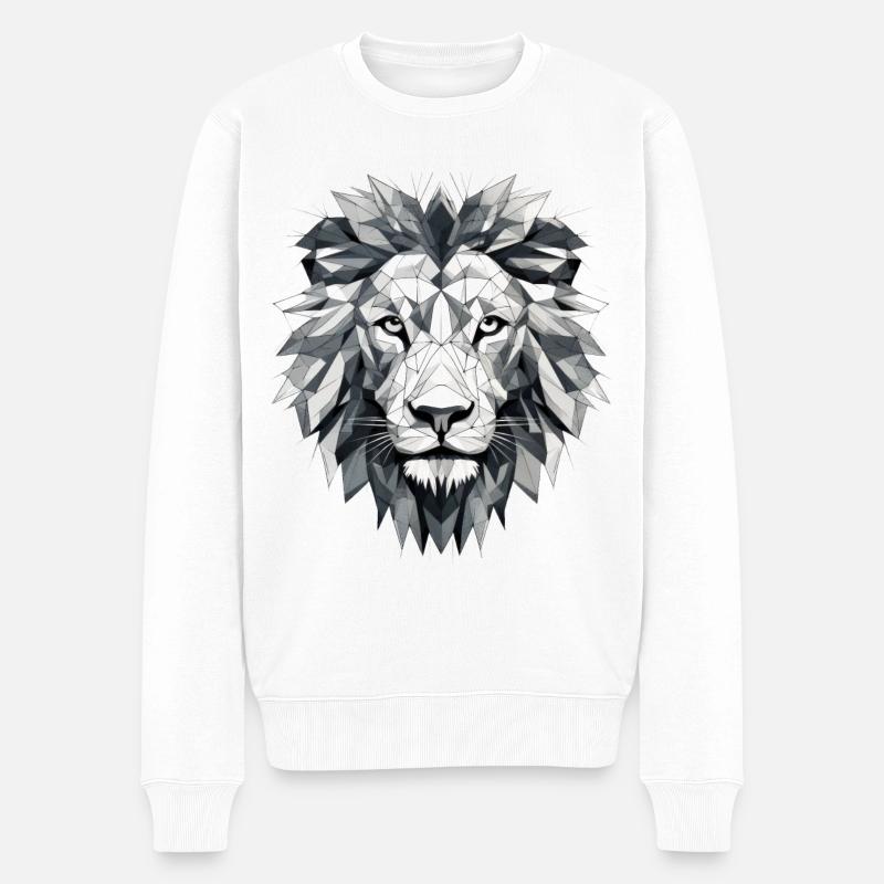 Löwe Geometrisch - Männer Premium Bio Pullover - Weiß