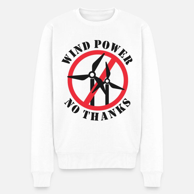 Windkraft Nein Danke - Männer Premium Bio Pullover - Weiß