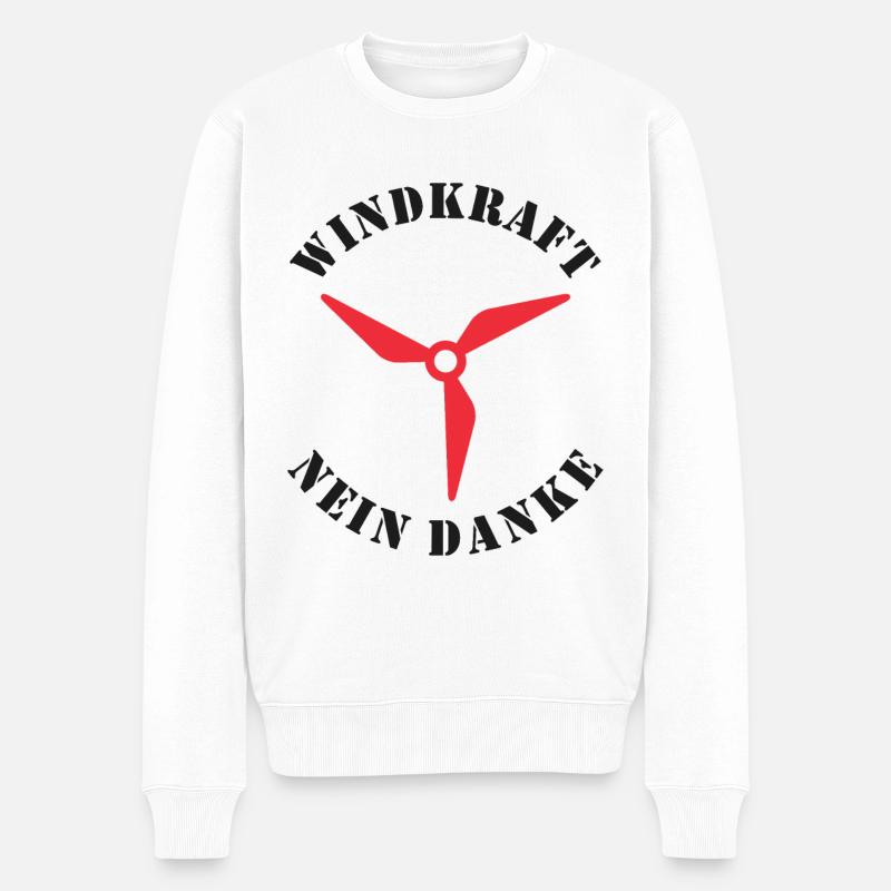 Windkraft Nein Danke - Männer Premium Bio Pullover - Weiß
