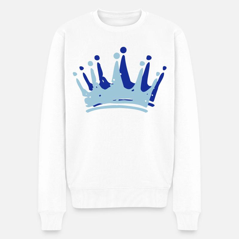 Krone Crown couronne - König - Königin - King - Männer Premium Bio Pullover - Weiß