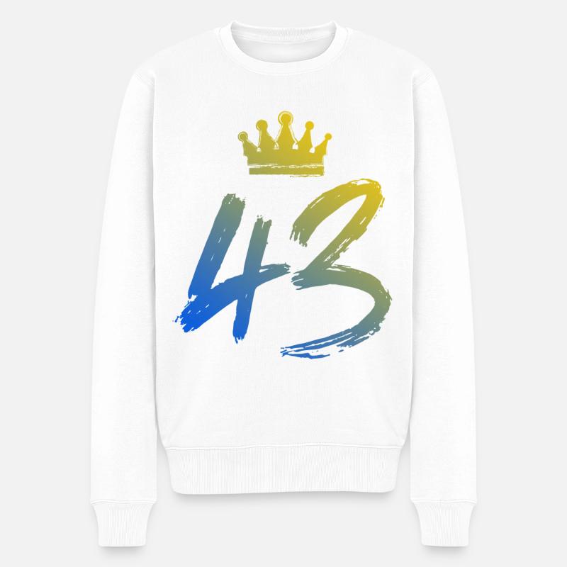 43 Zahl Krone - Männer Premium Bio Pullover - Weiß
