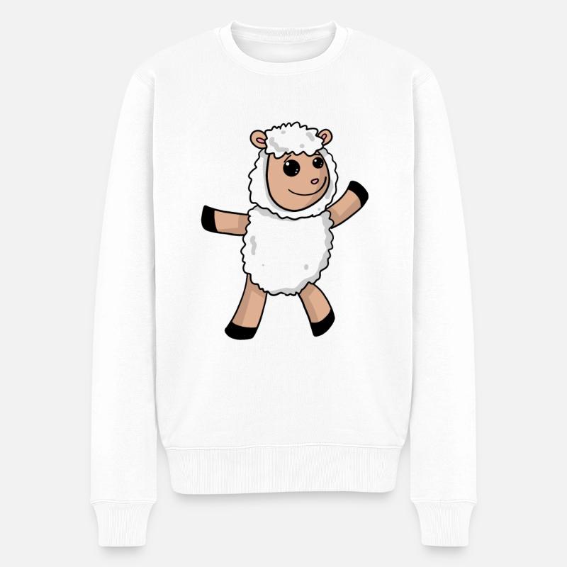 Schaf Kinder Motiv - Männer Premium Bio Pullover - Weiß