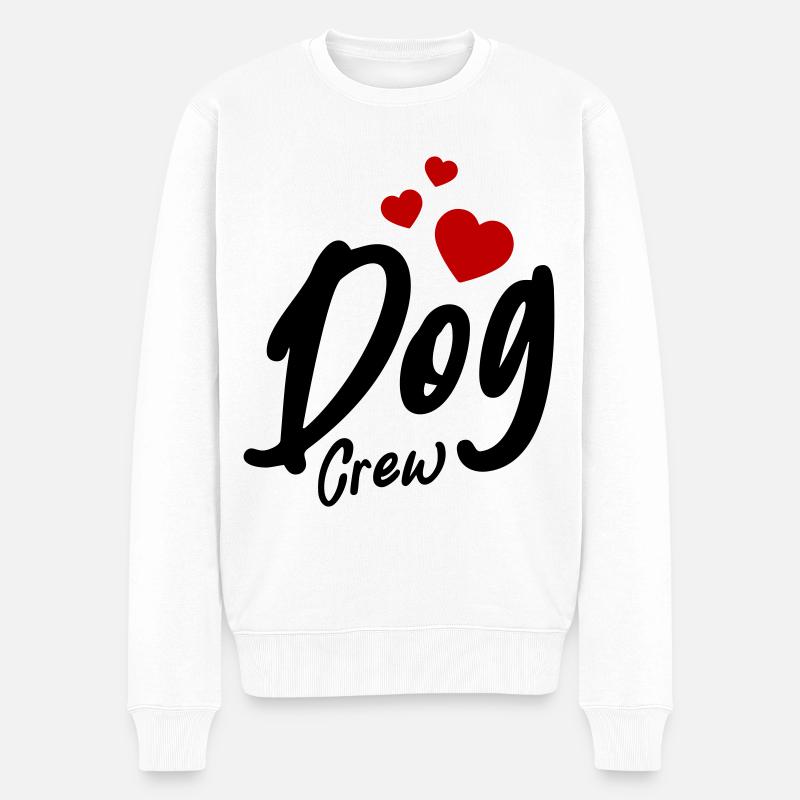 Dog Crew Herz - Männer Premium Bio Pullover - Weiß