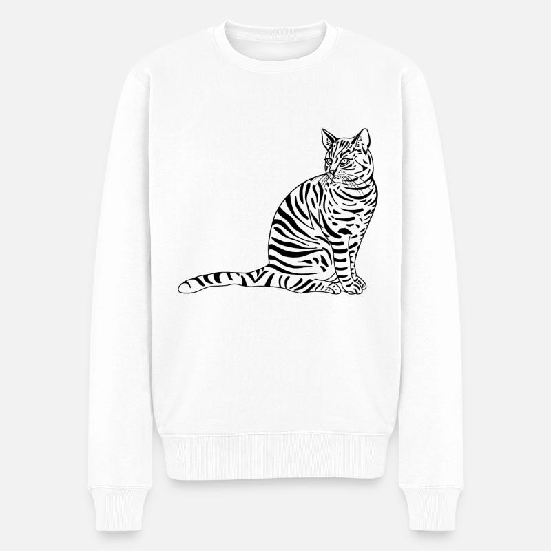 Silhouette noire d’un chat. - Pull Premium bio Homme - blanc