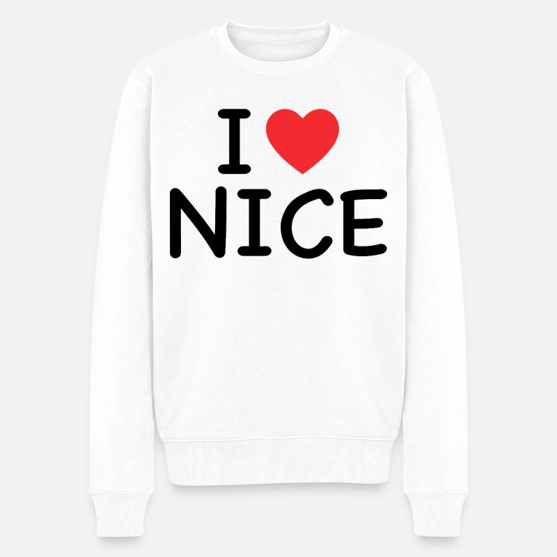 i love nice - j'aime nice - Pull Premium bio Homme - blanc