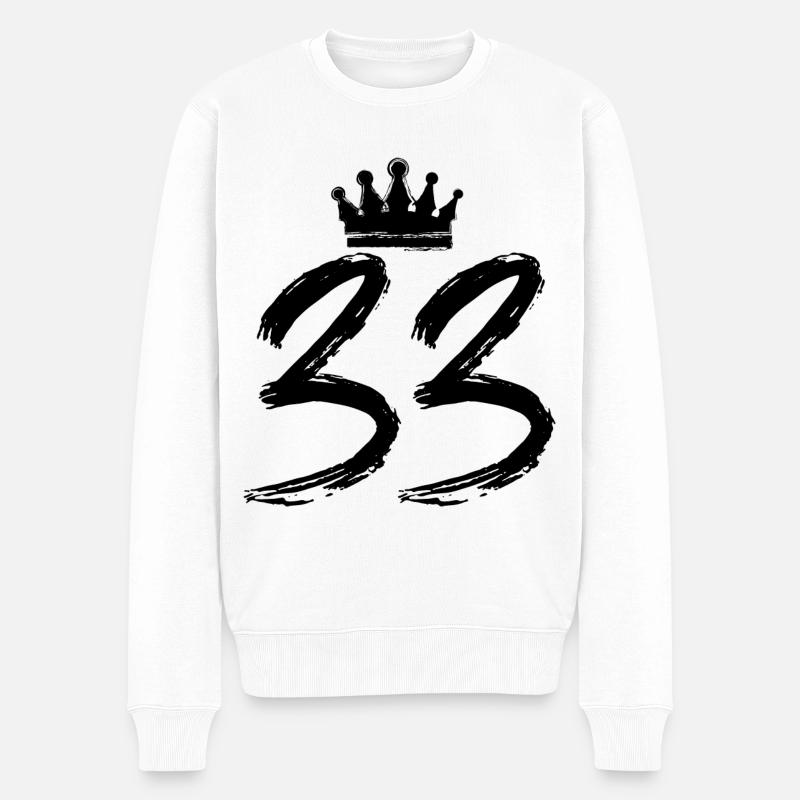 33 Couronne numérique - Pull Premium bio Homme - blanc