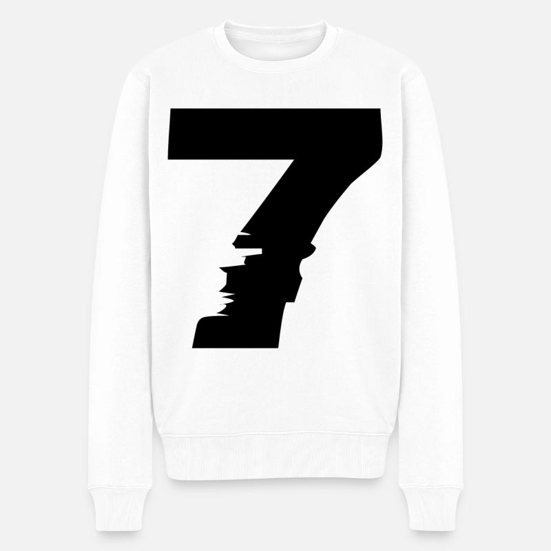 7 Zahl - Männer Premium Bio Pullover - Weiß