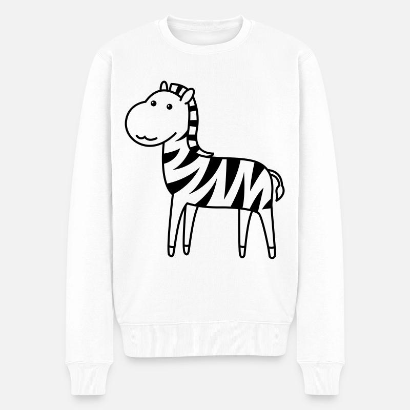 Zebra Comic Tier - Männer Premium Bio Pullover - Weiß