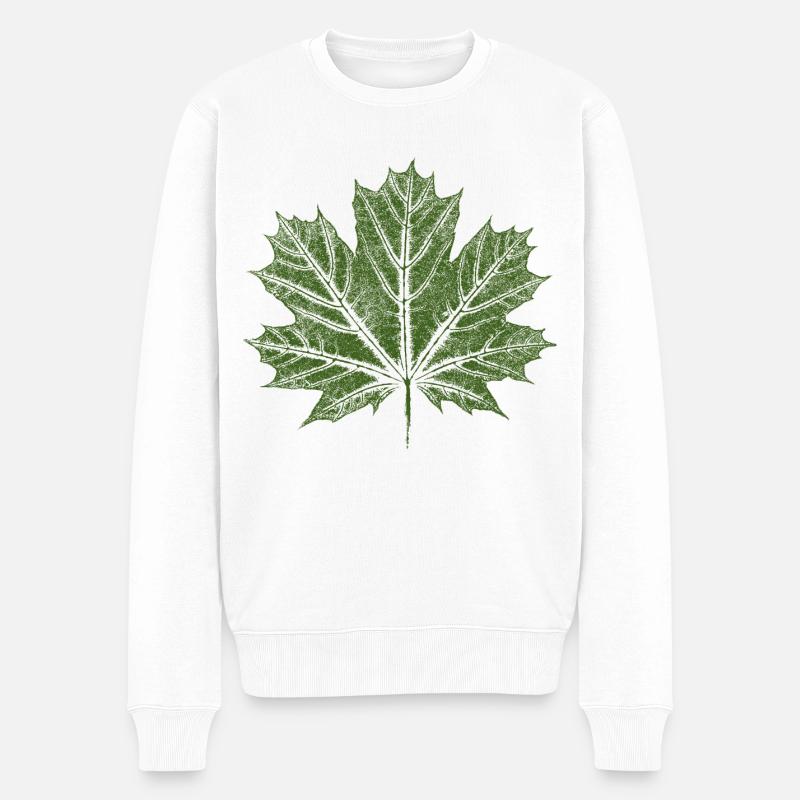 Maple Leaf / Leaf - BOTANICAL Maple - Men's Premium Organic Jumper - white