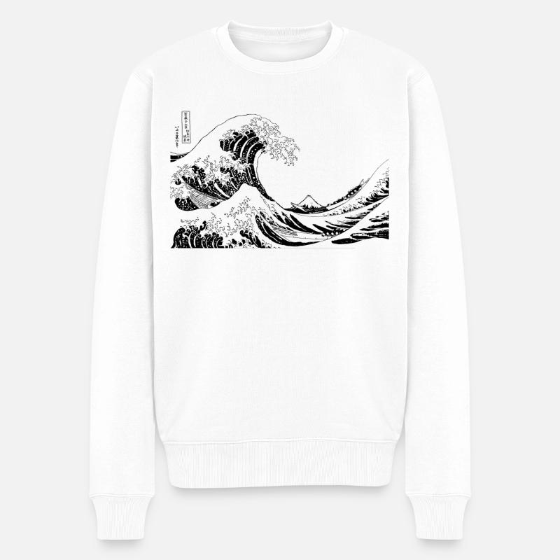 Wellengrafik - Männer Premium Bio Pullover - Weiß