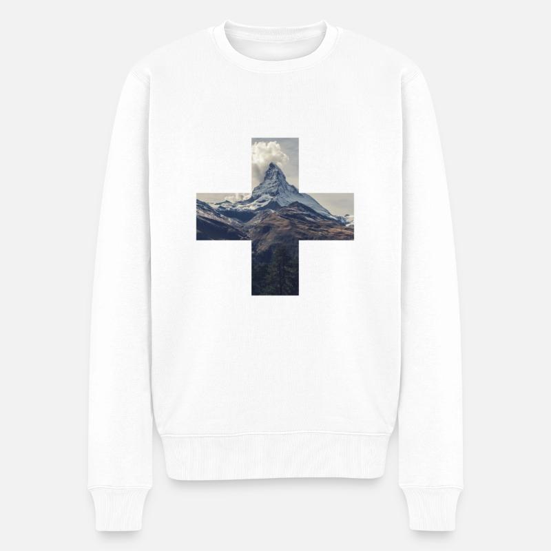 Schweiz Matterhorn - Männer Premium Bio Pullover - Weiß