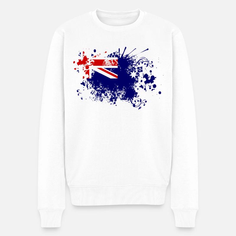 Australien Flagge Farbspritzer Down Under - Männer Premium Bio Pullover - Weiß