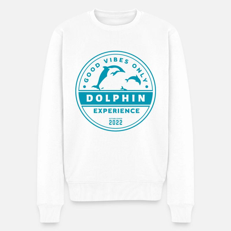 Dolphin Experience - Good Vibes Only - Männer Premium Bio Pullover - Weiß