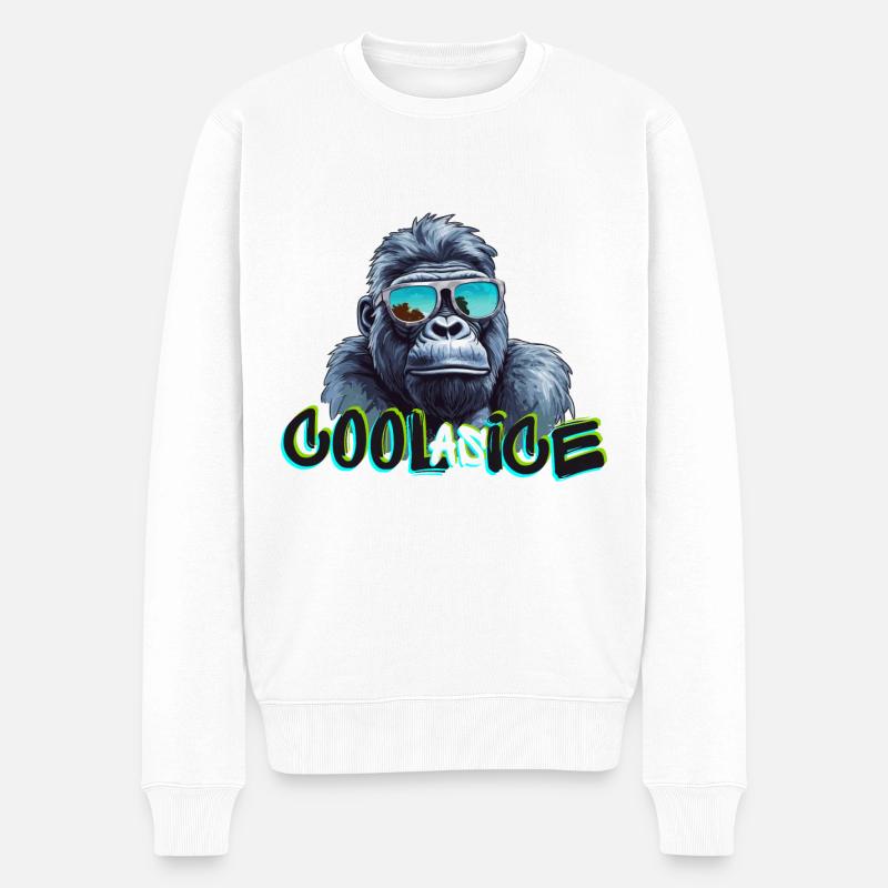 Cooler Gorilla - Männer Premium Bio Pullover - Weiß