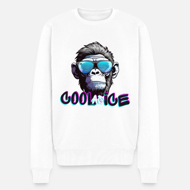 Cooler Gorilla - Männer Premium Bio Pullover - Weiß