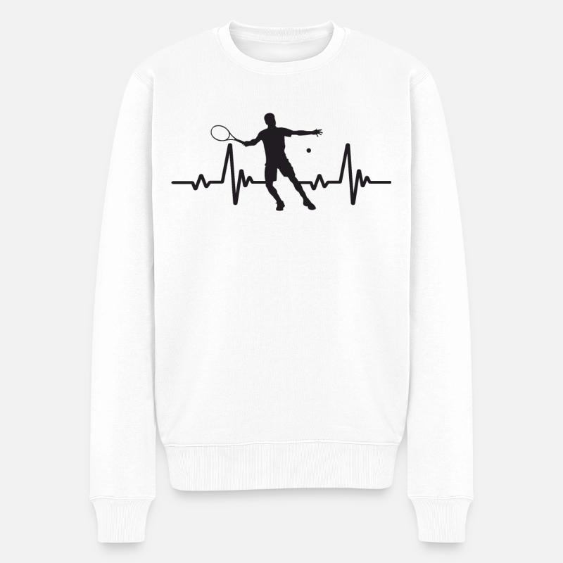Tennis-Herzschlag - Männer Premium Bio Pullover - Weiß