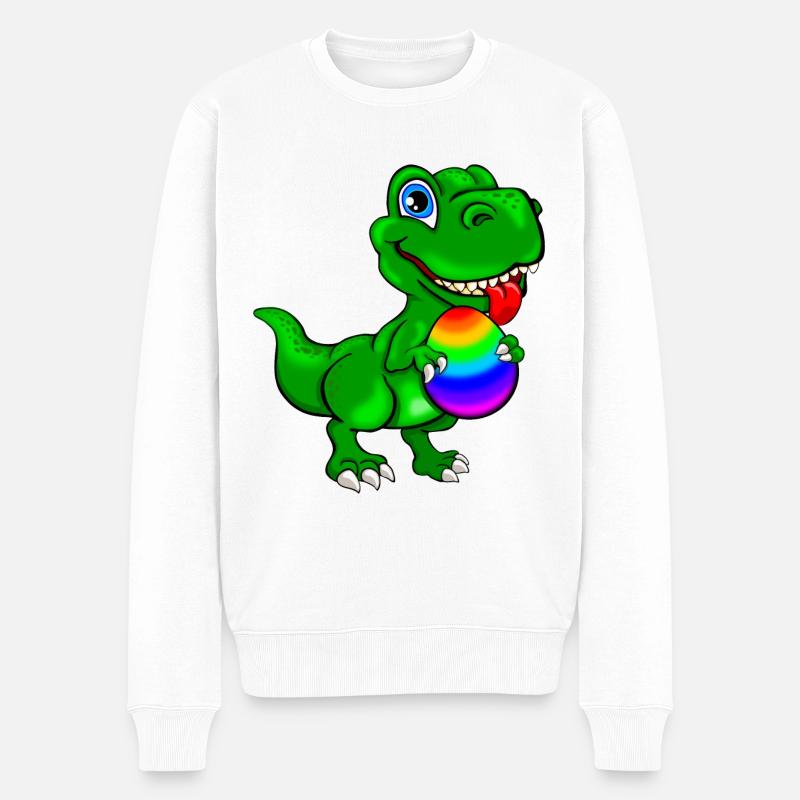 Dino mit Osterei - Männer Premium Bio Pullover - Weiß