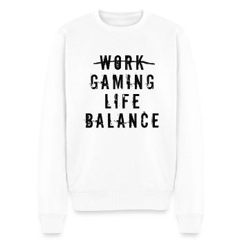 gaming life balance - Men's Premium Organic Jumper - white - Front - Thijin (182cm)