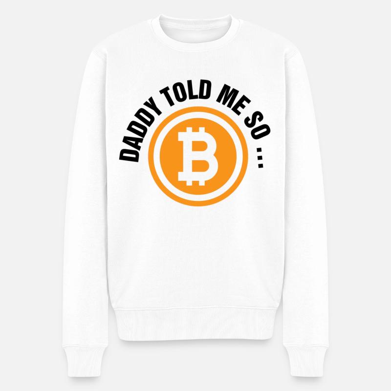 Bitcoin Vatertag - Männer Premium Bio Pullover - Weiß