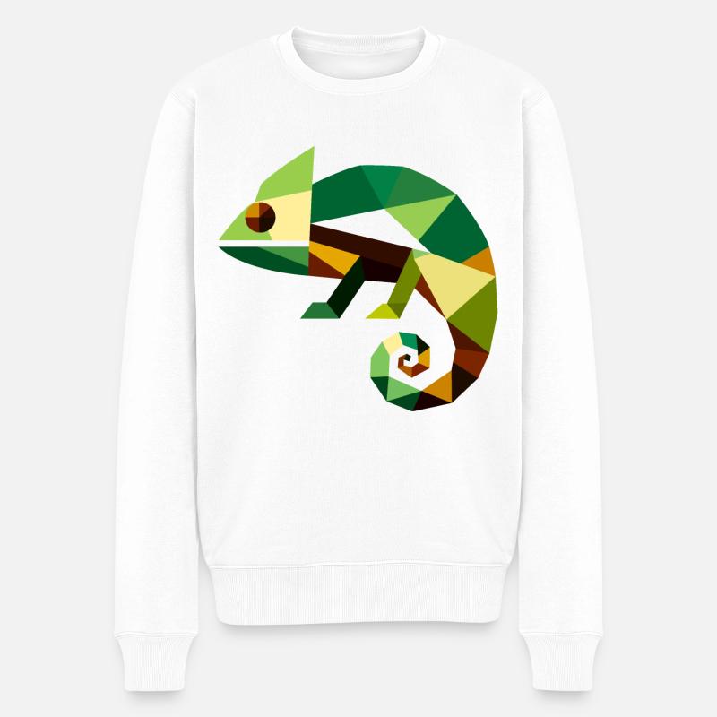 Geometrisches Chamäleon - Männer Premium Bio Pullover - Weiß