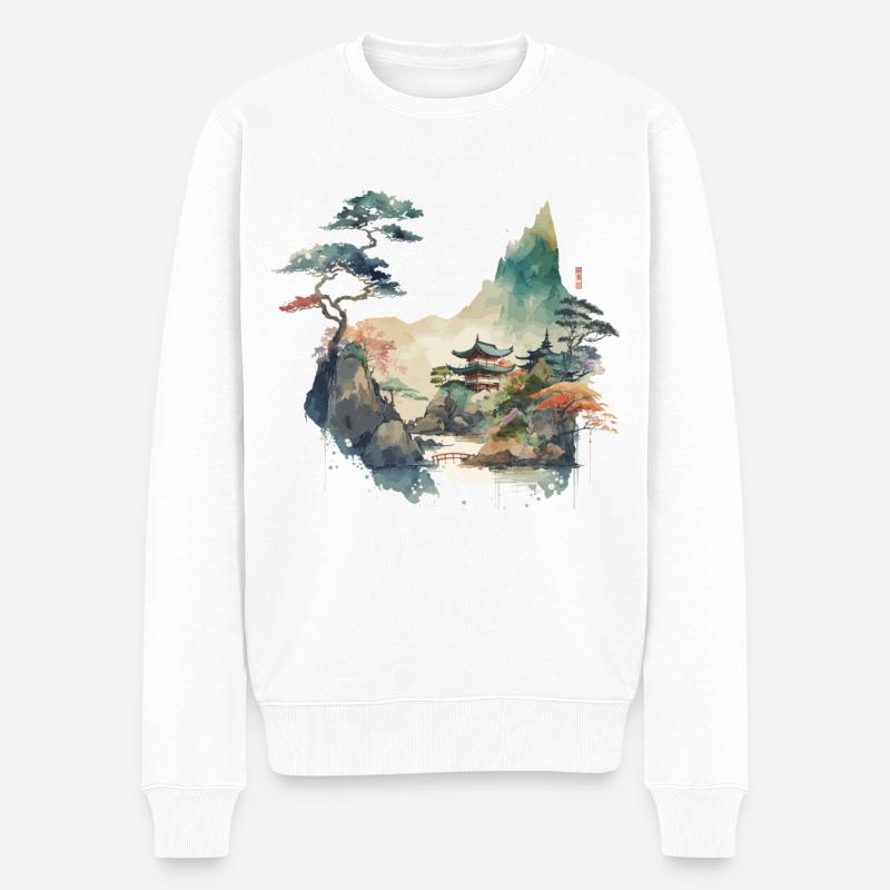 Paysage du temple - Pull Premium bio Homme - blanc