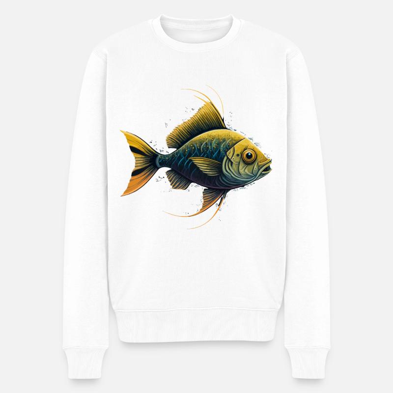 Gelbe Fische - Männer Premium Bio Pullover - Weiß