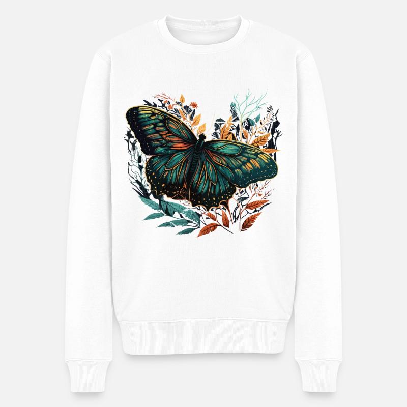 Atemberaubender Schmetterling - Männer Premium Bio Pullover - Weiß