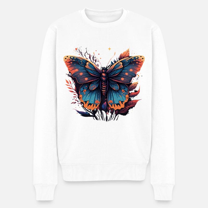 Papillon violet - Pull Premium bio Homme - blanc