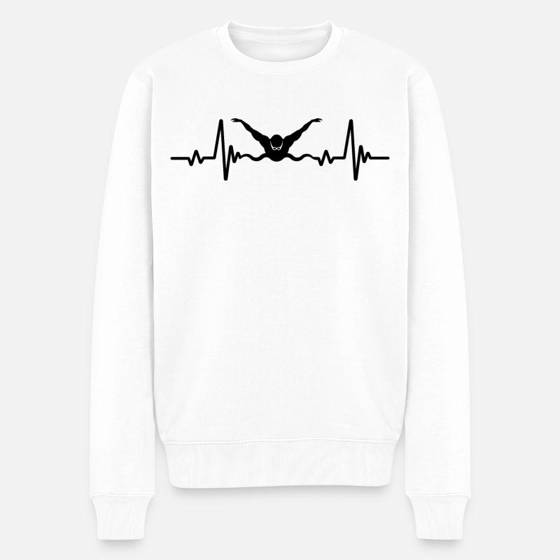 Schwimmer Heartbeat Swim - Männer Premium Bio Pullover - Weiß