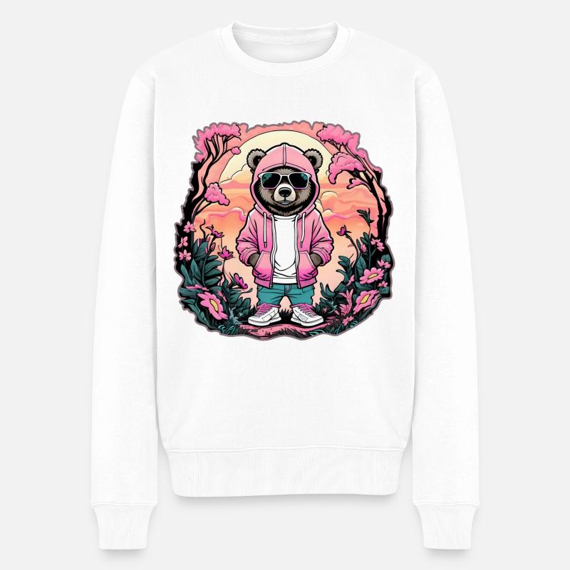 Rapper Bär 🐻 - Männer Premium Bio Pullover - Weiß