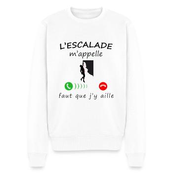 L'escalade m'appelle pour offrir - Pull Premium bio Homme - blanc - Devant - Thijin (182cm)