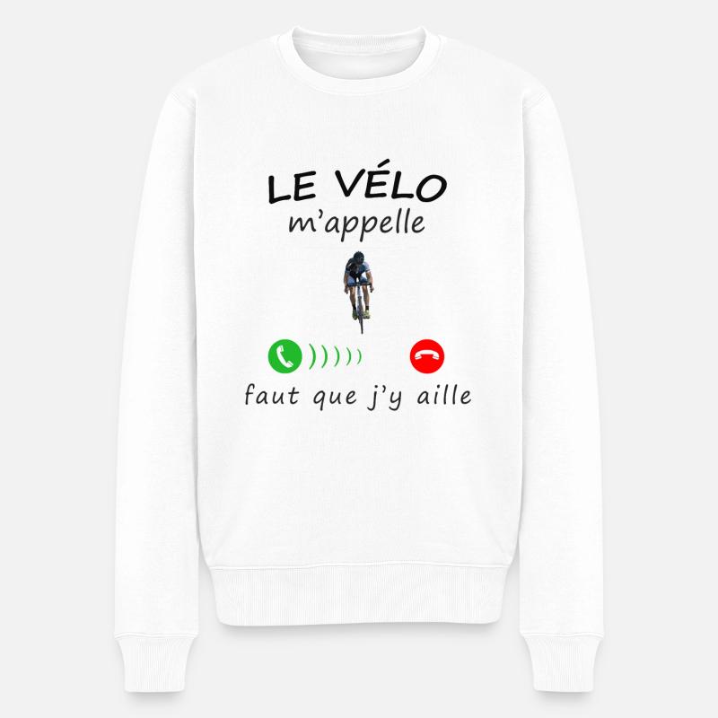 le vélo m'appelle de la collection "appel" - Pull Premium bio Homme - blanc