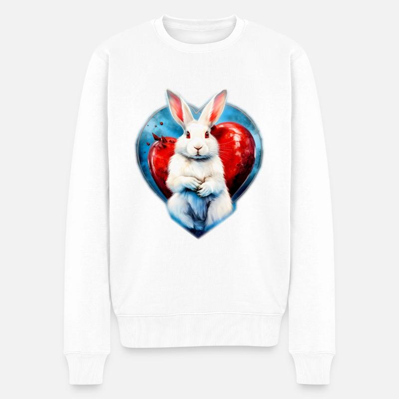 Lustiger Hase #love - Männer Premium Bio Pullover - Weiß