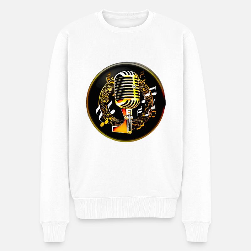 Goldenes Mikrofon - Männer Premium Bio Pullover - Weiß