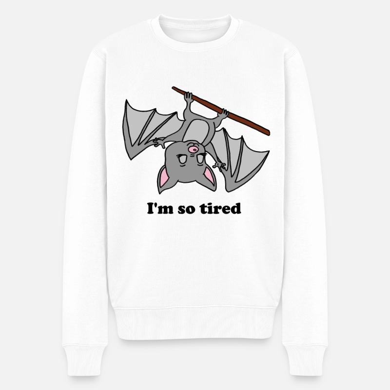 Fledermaus, Vampir, Halloween, bat, müde, abhängen - Männer Premium Bio Pullover - Weiß