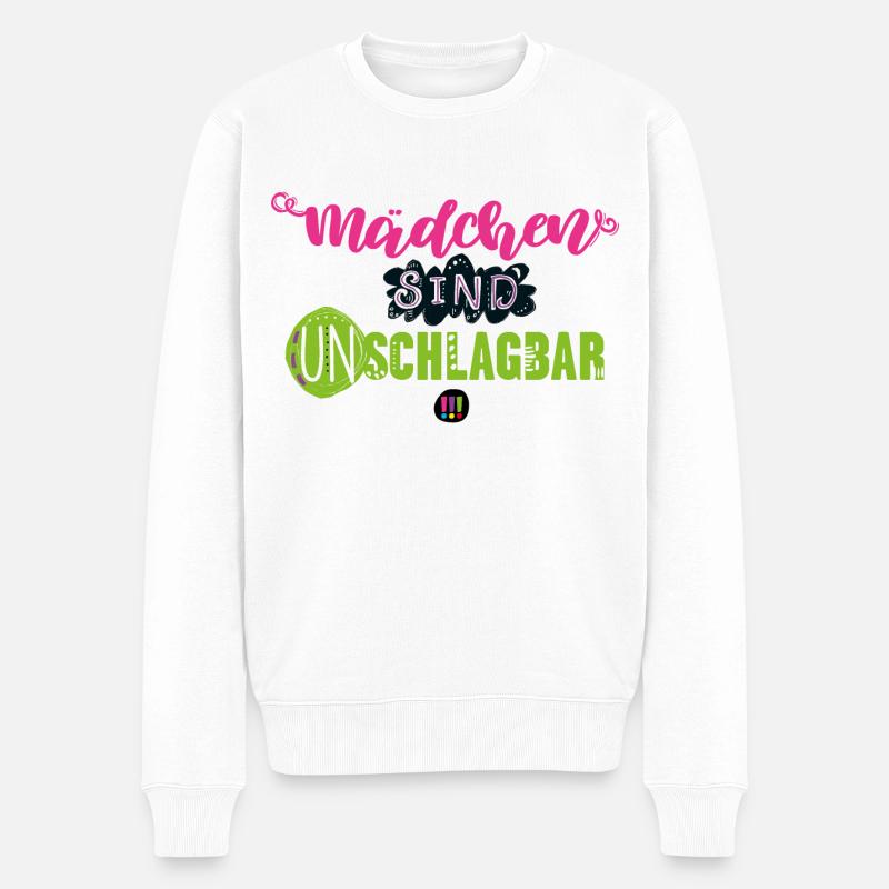 Die Drei !!! Mädchen Sind Unschlagbar - Männer Premium Bio Pullover - Weiß