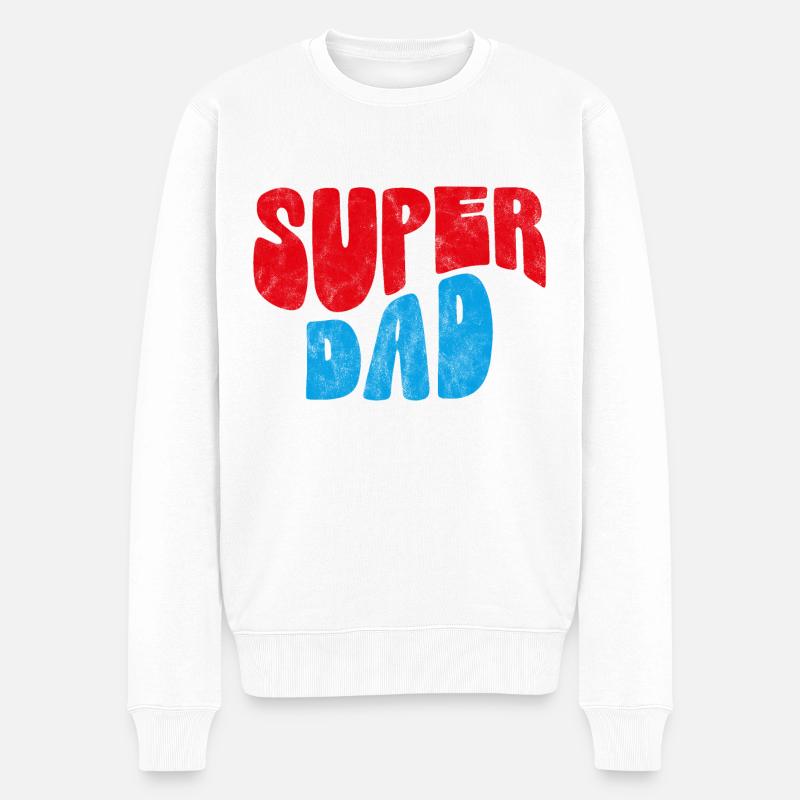 Super-Papa - Männer Premium Bio Pullover - Weiß